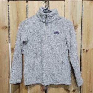 Patagonia Light Gray Fleece Jacket 1/4 Zip Girls Large